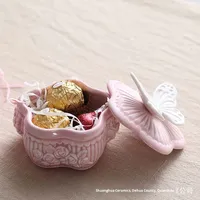 Boîte à bijoux papillon en céramique artisanat scandinave écologique pour la maison rangement de bureau cadeau de mariage créatif et ornement souvenir