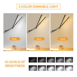 Lampe de bureau à LED Upgrade Long Metal Swing Arm Desk Lamp With Clamp Eye-Caring Dimmable Architect Task Lamp 3 Color Modes - Product Image 2