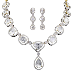 Collier en diamant Polki de qualité supérieure avec pierres rondes, bijoux indiens traditionnels pour les mariées, les fiançailles, les occasions et les cadeaux - Product Image 1