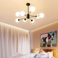 Nouveau Lustre à Bulles Design Haricot Magique Nordique Moderne Minimaliste, Éclairage Noir de Luxe pour Chambre Principale et Salon