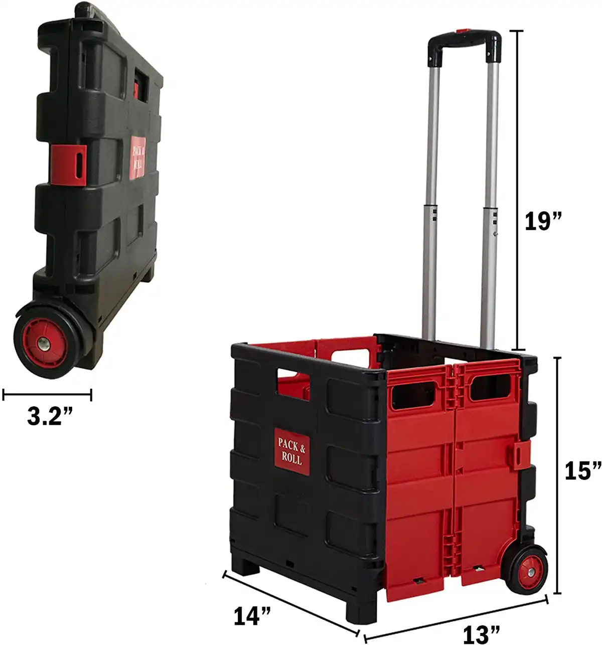 Sturdy and Durable outdoor Folding Box Truck Trolley Plastic Foldable Rolling Cart With Telescoping Handle Utility Cart