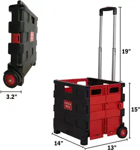 Stabiler und langlebiger Outdoor-Klappbox-Lkw-Strolley Plastik-Klappwagen mit Teleskopgriff Dienstwagen