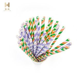 Disposable Straws Green White Dots Paper 330mm Party Use - Product Image 5