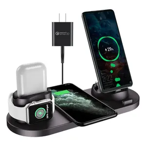 Hot Best Seller On Alibaba Most Sold Product Fast 3 Qi IWatch Phone 6 in 1 Wireless Charger