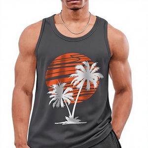 Débardeur de sport graphique pour homme en coton sans manches, personnalisable avec logo OEM - Product Image 1