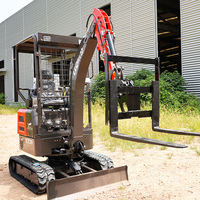 Mini-excavatrice sur chenilles de 2 tonnes avec moteur Kubota, certifiée CE, machine compacte hydraulique avec fourche pour l'aménagement paysager, la réparation routière