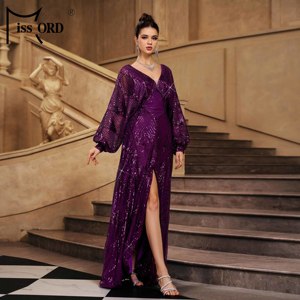 <span class=keywords><strong>Robe</strong></span> <span class=keywords><strong>de</strong></span> <span class=keywords><strong>soirée</strong></span> longue pour femme, à manches longues, fendue, à sequins violets, style arabe, <span class=keywords><strong>Istanbul</strong></span>, marocain, turc, Dubaï, musulman - Product Image 3