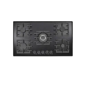 36 inch Cooktop 5 Italy Sabaf Sealed Burners NG/LPG Convertible in Black Tempered Glass gas hob Gas Stove