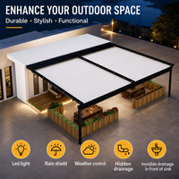 Fournisseur d'usine de pergola en tissu enduit de PVC, auvent imperméable, toit motorisé automatique, auvents rétractables