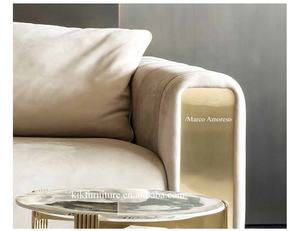 नवीनतम डिजाइन ब्रांडों फर्नीचर कमरे में रहने वाले सोफे क्रीम सफेद असली लेदर 3 सीटों वाले सोफे आधुनिक लक्जरी सोफे - Product Image 4