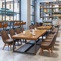 Ensemble de canapé et table avec chaises en bois massif à fixation murale, style chinois classique, mobilier commercial pour restaurant/café