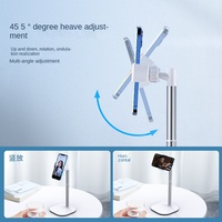 Support de téléphone portable de bureau réglable en hauteur en alliage d'aluminium pour diffusion vidéo en direct, idéal pour les paresseux