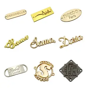 Etiqueta de etiquetas de metal para ropa, accesorio de ropa, logotipo de marca grabado personalizado, para coser, ropa de baño