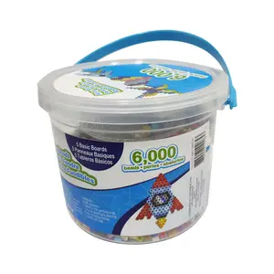 6000 Fuse Beads with Tweezers, Peg Boards, Ironing Paper, bucket