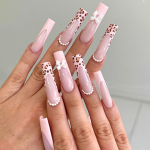 Faux ongles à presser en amande, <span class=keywords><strong>French</strong></span> <span class=keywords><strong>manucure</strong></span> avec motif doré, couverture complète, à coller pour femme, <span class=keywords><strong>manucure</strong></span> - Product Image 4