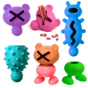 99 MOQ Customizable Colors Pet Chew Toys Wholesale Dog Rubber Dog Food Dispenser Durable For Chewing Treat Ball