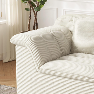 <span class=keywords><strong>Canapé</strong></span>-lit moderne <span class=keywords><strong>en</strong></span> velours côtelé, sans armature, avec accoudoir unique, <span class=keywords><strong>en</strong></span> <span class=keywords><strong>mousse</strong></span> compressée, pour salon, aucun assemblage requis - Product Image 2