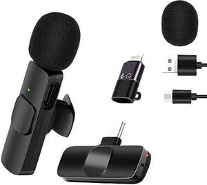 Collar Clip Microfono Doble Portatil Para Tabletas Vlog Live Studio Mini Microfono Inalambrico Profesional - Product Image 1