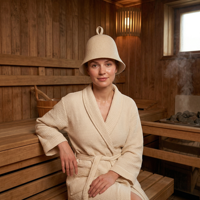 Chapeau Banya en laine mérinos doux et réutilisable, écologique, absorbant la transpiration et durable pour les soins capillaires et les centres de bien-être et de spa