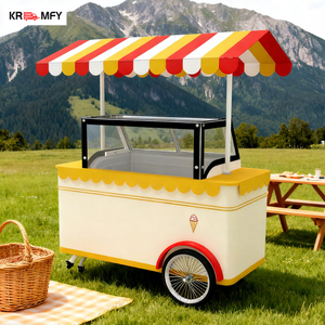 Chariot de vente ambulante de crème glacée, chariot de vente ambulante de nourriture rapide en métal remorquable, vitrine de congélation, chariot multifonctionnel de vente ambulante en plein air - Product Image 1
