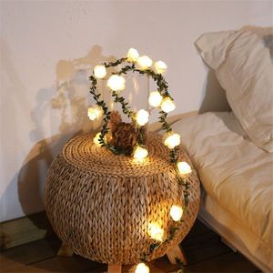 Đèn Dây Vòng Hoa Hồng Đèn Thần Tiên Hoa Trắng Hoạt Động Bằng Pin Đèn Ngày Lễ Lá Xanh Trang Trí Vườn Cửa Sổ Tiệc - Product Image 3