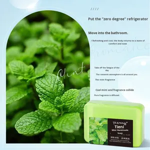 Оптовая продажа: Мыло ручной работы Tianmi с эфирным маслом мяты, 90 г, для глубокого очищения лица и тела, освежающее, нелипкое, стойкое - Product Image 3