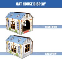 Grande maison en carton écologique pour chat avec rangement intérieur amovible, grattoir pour animaux de compagnie mignon, emballage et impression de produits