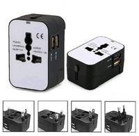 Cargador de teléfono Dual USB 2.1A de acero inoxidable con enchufe mundial EU UK US AU y 2 puertos de salida EU UK US AU