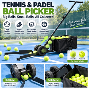 Chariot de collecte de balles grande capacité en gros, roues universelles, cadre métallique, panier en tissu Oxford 600D, capacité 120 balles, <span class=keywords><strong>tennis</strong></span> et <span class=keywords><strong>padel</strong></span> - Product Image 2