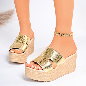 Sandales <span class=keywords><strong>compensées</strong></span> à plateforme pour femmes, à <span class=keywords><strong>bout</strong></span> <span class=keywords><strong>ouvert</strong></span>, avec lanière découpée en H, imprimé serpent, style espadrille, chaussures décontractées d'été pour femmes - Product Image 4
