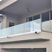 Rampe en verre trempé sans cadre HIMOWAY avec profilé en U en aluminium, fixation au sol pour clôtures de terrasses extérieures et balustrades de balcons