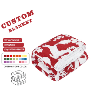 Couverture de jet Sherpa de Reindee rouge de Noël exquise, couverture molletonnée épaisse en microfibre chaude et confortable en peluche pour canapé-lit <span class=keywords><strong>grand</strong></span> cadeau - Product Image 1