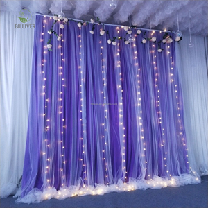 Decoración de escenario de recepción de boda, cortina de tela de seda helada de marfil blanco, paneles de cortinas, telón de fondo de boda para fotografía - Product Image 3