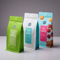 Sacs d'emballage alimentaire personnalisés biodégradables à fermeture éclair, compatibles micro-ondes, écologiques, pour chocolat, bonbons et aliments secs
