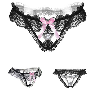 Lot de 6 culottes string pour femmes, dentelle noire, détail perle, taille basse, respirantes, lingerie sexy - Product Image 2