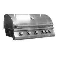 Barbecue à gaz GPL/GN/butane de luxe haut de gamme en acier inoxydable intégré pour extérieur, brûleurs réglables, allumage piézoélectrique