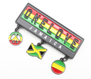 Aimant de réfrigérateur <span class=keywords><strong>en</strong></span> métal émaillé personnalisé, souvenir One Love de la Jamaïque, pour la décoration de la maison - Product Image 3