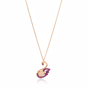 Cisne Animal diseño claro circón rubí piedra encanto colgante turco hecho a mano venta al por mayor 925 joyería de plata esterlina - Product Image 2