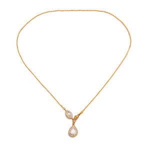 Collier pendentif goutte d'eau en acier inoxydable et zircon pour femme, bijou de soirée élégant, chaîne de clavicule avec sertissage pavé - Product Image 5