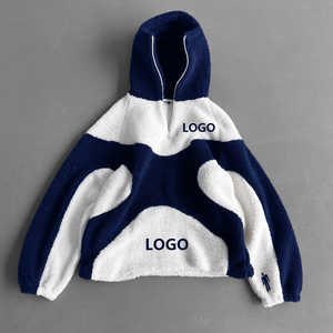 Giacca Invernale Riscaldata in Pile Polare, Streetwear con Zip Integrale e Cappuccio, Colori a Contrasto, 500g Poliestere/Cotone, Cappotto OEM da Uomo - Product Image 1