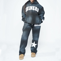 Setelan Hoodie pria, Hoodie Pria cuci asam, bordir dan setelan keringat, Set pria kembar, baju cuci asam untuk pria