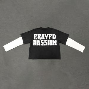 Streetwear personnalisé chemise pour hommes chemise à manches double couche t-shirt unisexe 2 en 1 double couche à manches longues t-shirt à manches longues pull à manches longues - Product Image 1