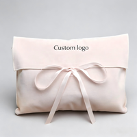 Pochette cadeau en velours blanc de luxe avec logo personnalisé, ruban durable, haut de gamme, pour sous-vêtements, rangement de cheveux, enveloppe