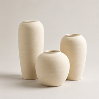 Vase en céramique style rétro pour salon, chambre, bureau – Pot en grès pour arrangement floral hydroponique, finition vieillie, robuste