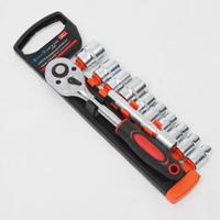TEBAK Set Perkakas 12 Buah dari Baja Chrome Vanadium, Kunci Kombinasi 1/4" 1/2", Set Soket Ratchet dengan Kotak Perkakas Keras