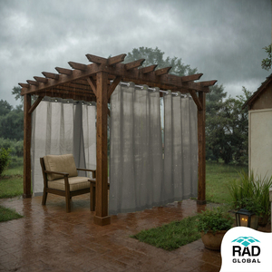 2in1 Waterproof Outdoor Curtain 260 GSM Pebble Grey with Modern Neutral Styling for Elegant Patio <b>Privacy</b> UV Protection - Product Image 2