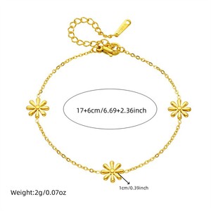 Stainless Steel Gold Plated Daisy Chain <b>Set</b> Necklace And <b>Bracelet</b> For Women Fashion Jewelry <b>Set</b> - Product Image 5