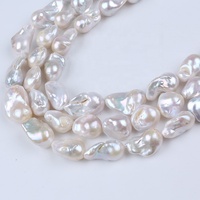Perles d'eau douce naturelles de forme baroque, couleur blanche, 14-20 mm, certifiées par un tiers, pour collier et bracelet