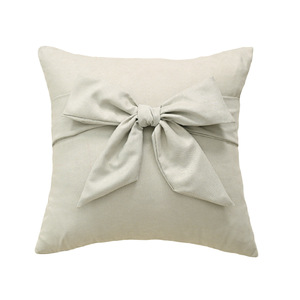 Cuscini e <span class=keywords><strong>Federe</strong></span> Decorative in Finta Pelle Scamosciata Tinta Unita con Fiocco Annodato a Mano, Graziosi Cuscini Decorativi per Soggiorno, Divano e Camera da Letto - Product Image 3