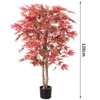 Vente en gros d'érable artificiel de 4 pieds érable rouge en soie douce érable d'automne plantes de sol pour la décoration du salon